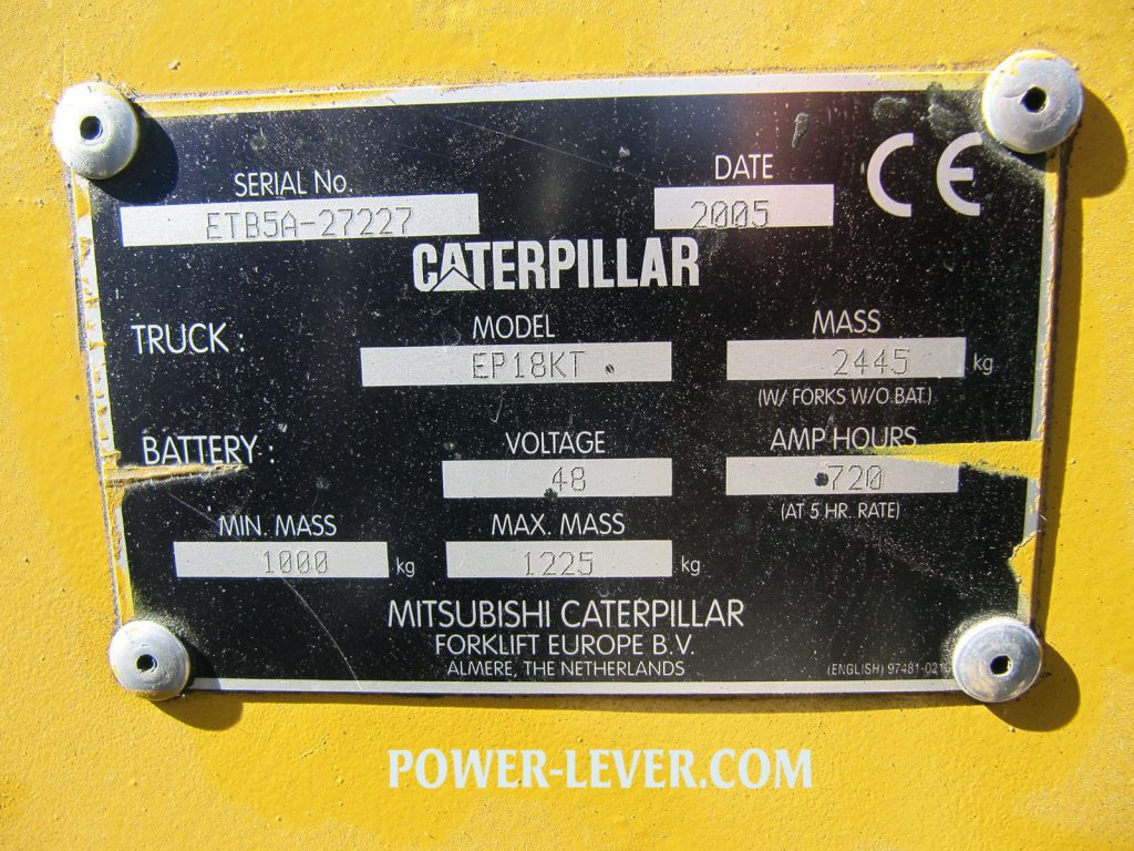 پلاک لیفتراک برقی کاترپیلار